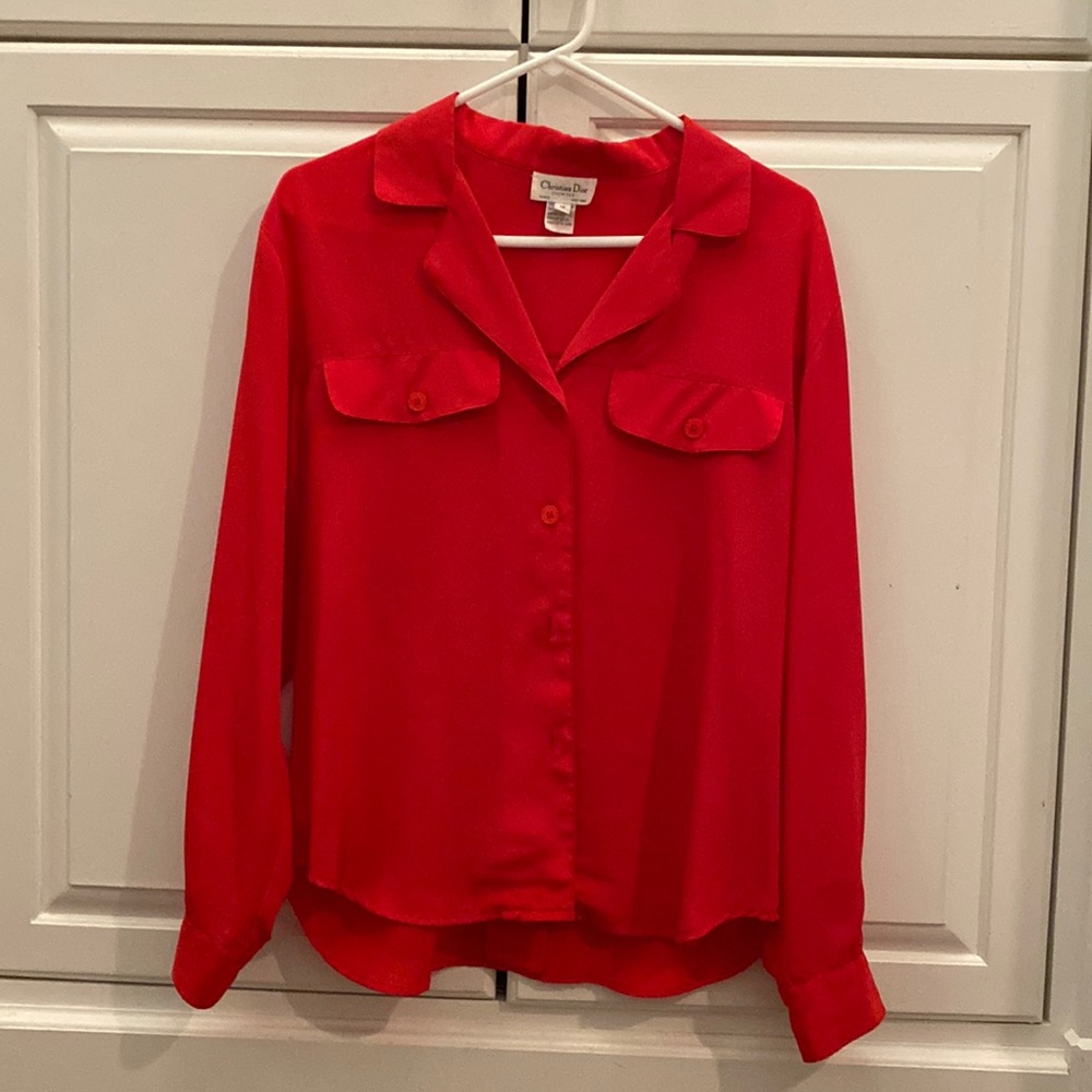 Christian Dior Chemises women’s vintage button down. Red size 12.